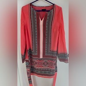 The Limited paisley print knee length 3/4 sleeve dress SZ Medium Pink Black Whit